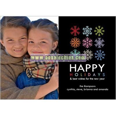 Stylish Snowflakes Black Holiday Card