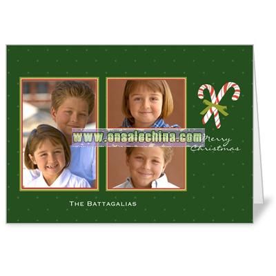 Candy Canes Green Holiday 5x7 folded card