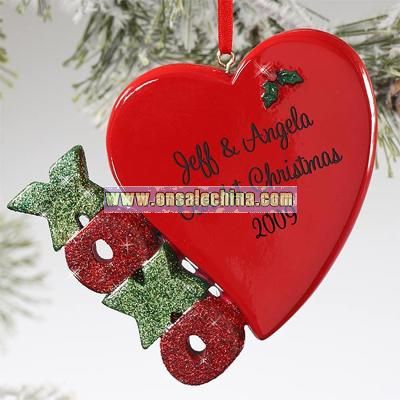 XOXO Christmas Heart Personalized Ornament