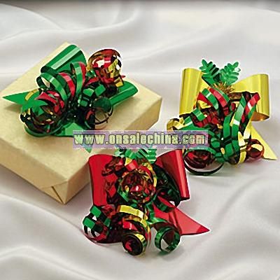 Christmas Mylar Bows Pack of 6