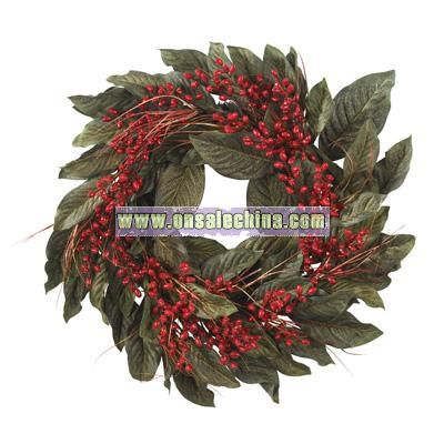 Nearly Natural 22-Inch Artificial Golden Chili Berry Wreath