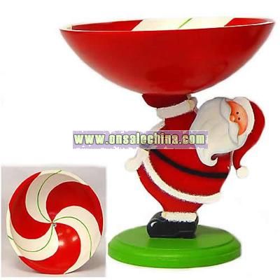 Santa Wood Candy Bowl