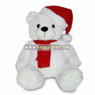 Plush Toy with Lovely Sitting Bear and Santa Hat Design