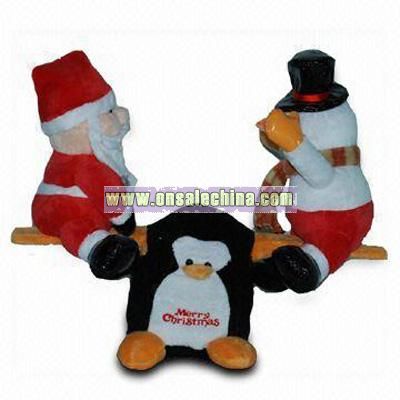 Plush Santa and Snowman on Seesaw Toy with Music