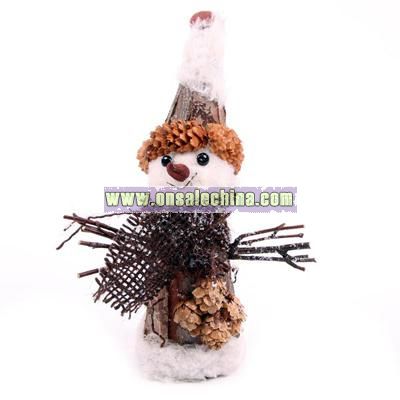 Rustic Christmas Snowman Thin with Pointed Hat, Small