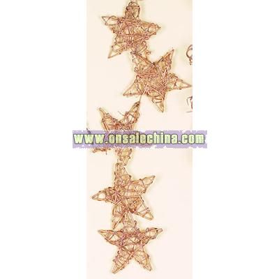 5' Gold Twig Star Garland - WEATHERPROOF