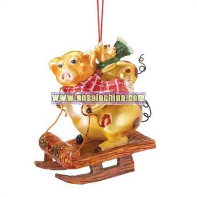 Christmas Golden Pigs Ornament
