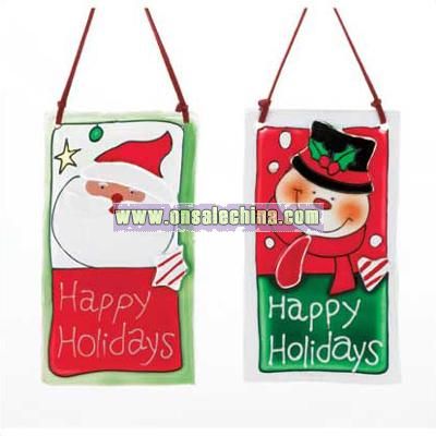Santa and Snowman Hanging Plaque