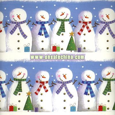 Row of Snowmen Wrapping Paper