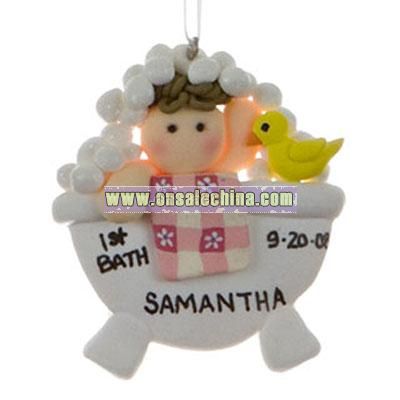 Bath Tub Girl - Personalized Christmas Ornament