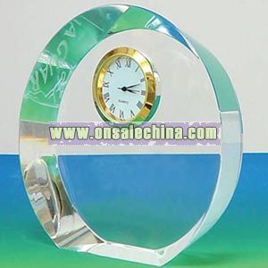 Beveled circle crystal clock