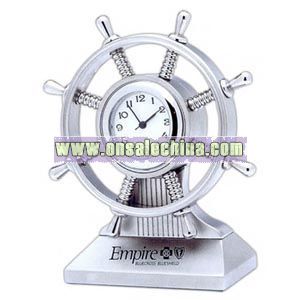Ship wheel with clock insert