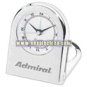 Silver folding mantle shape clock