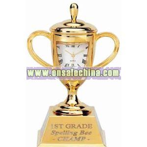Gold trophy cup mini clock