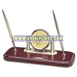 Brass clock with rosewood base