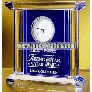 Blue/Clear Crystal Clock Award
