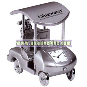 Metal golf cart shaped analog clock