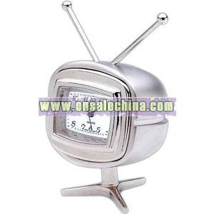 television shape clock on stand