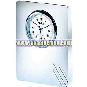 Silver clock with lines