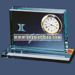 Block clock in jade crystal