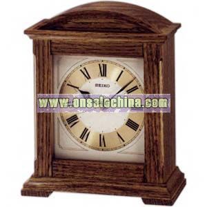 Clock with brown oak case