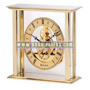 Table clock with solid brass case