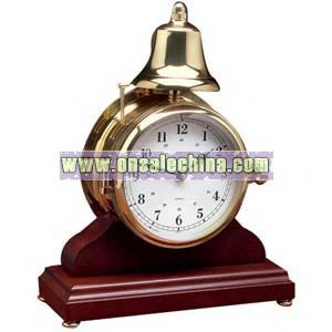 Bell clock and wood base