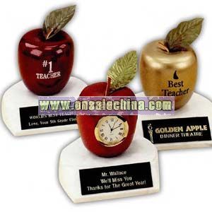 Red apple clock trophy