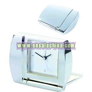 Silver folding alarm clock