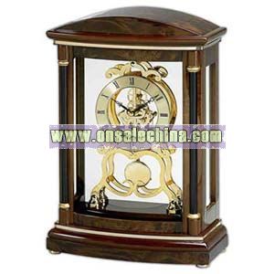 Mantel clock with solid wood case
