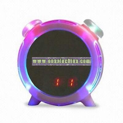 Electronic Clock in Round Mini Mirror Design with LED Light