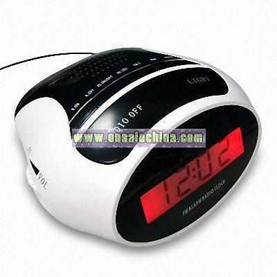 Alarm Radio Clock with LED Backlight and LCD Frequency Display