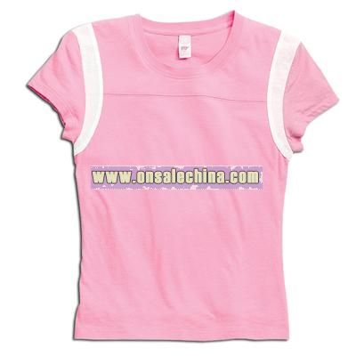 Ladies' Football Tee with Color Insert at Sleeve