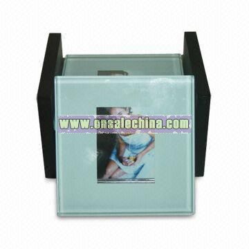 High-quality Glass Coaster with Stainless Steel Holder for Photo