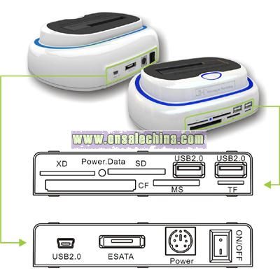 USB2.0 & Esata to SATA HDD Docking Station with USB HUB & All in One Cardreader