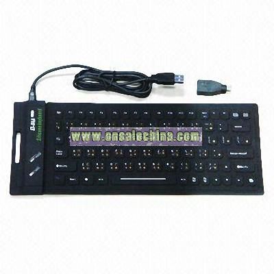 Black Wired Soft Silicone Keyboard with Flexible