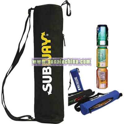 Three can cooler tube bag with shoulder strap
