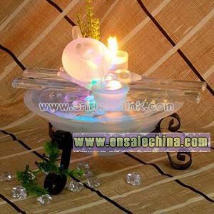 Glass Tabletop Fountain with Candle