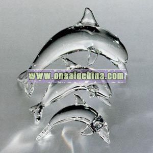 crystal leaping dolphin sculpture