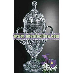 Covered lead crystal trophy cup