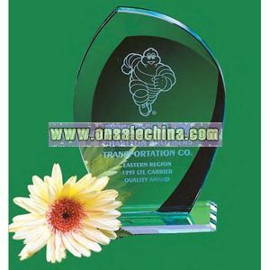 crystal leaf shaped award