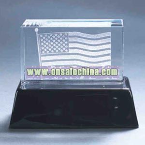American Flag Crystal sculpture