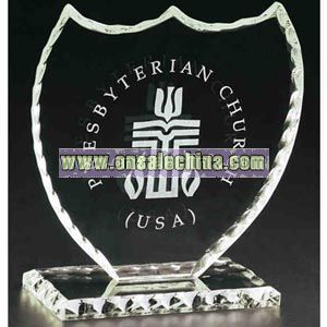 Clear crystal shield award