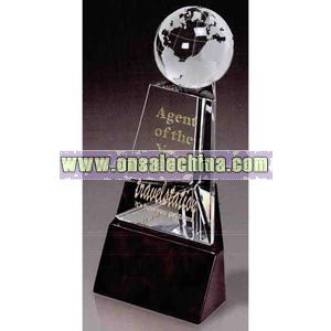 Crystal award with globe