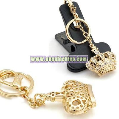 Gold Diamond Crown Keychain
