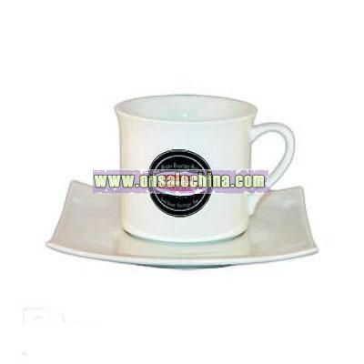White porcelain 9 oz. cup & square saucer