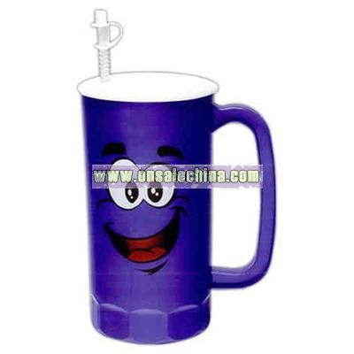 Party mug with lid and frosted flexible straw