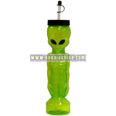 Alien shape glass with lid and straight straw