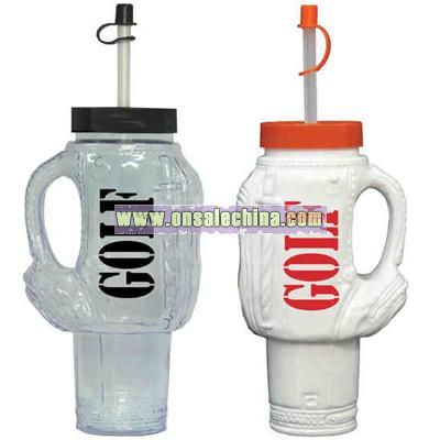 White golf bag shaped cup with straw