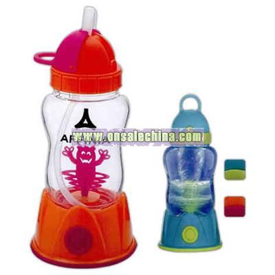 Drink container with flip top straw cap